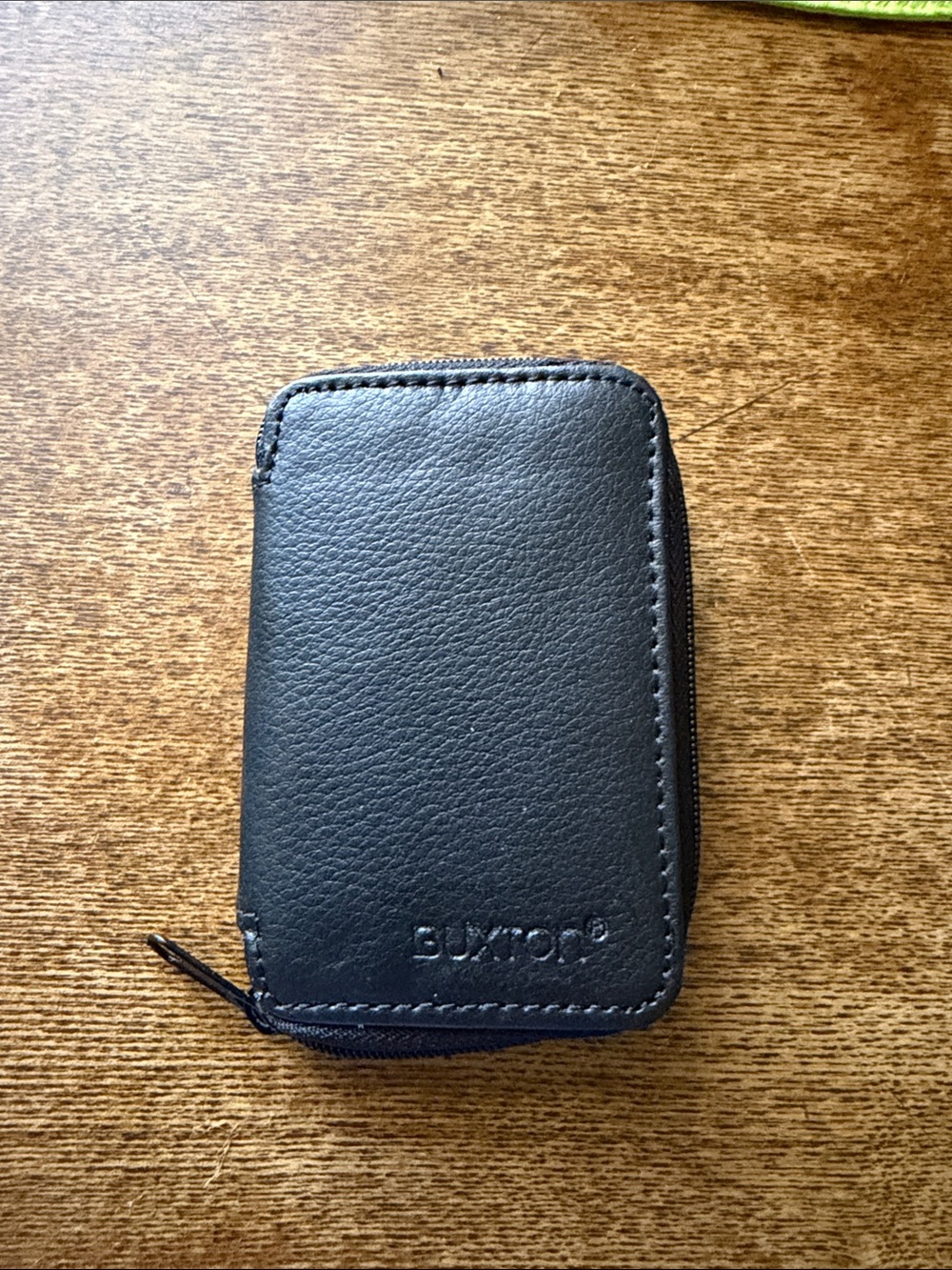 Buxton Black Leather Zip Card & Key Holder
